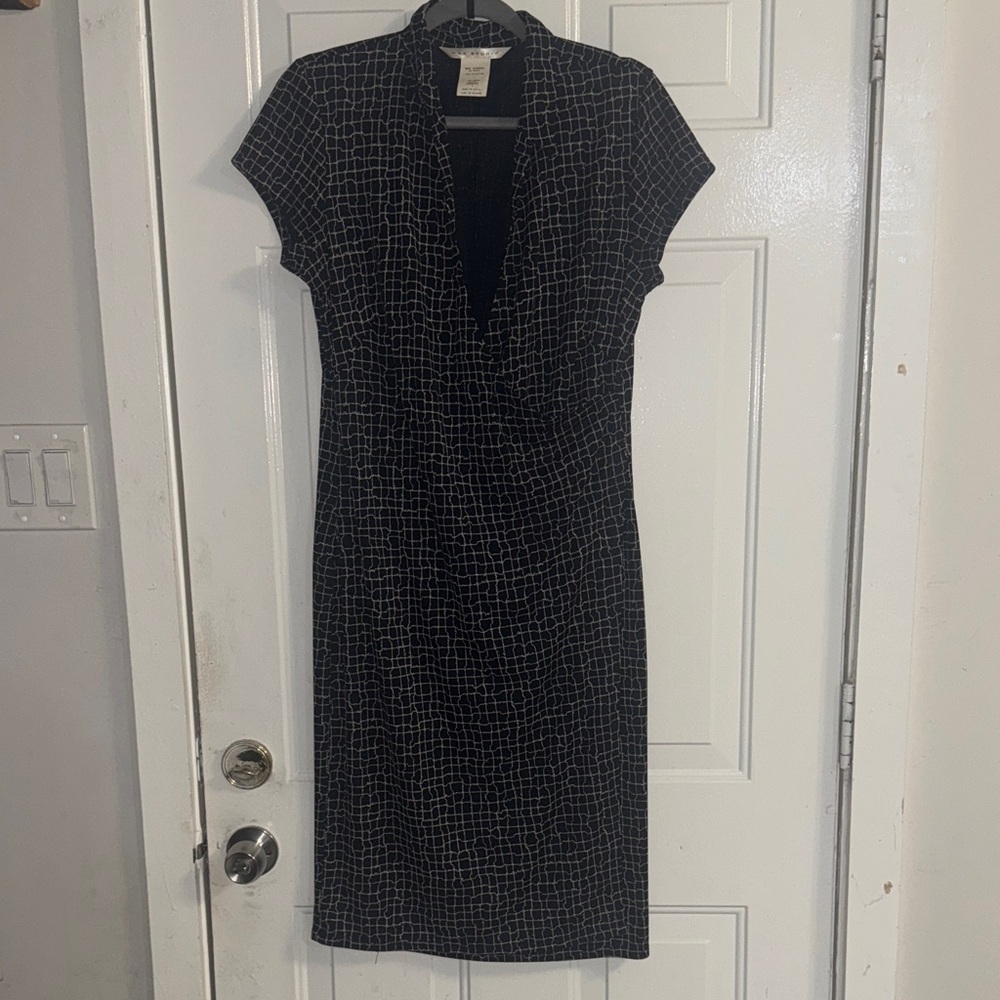 Max Studio Black and tan  Patterned Midi Dress giraffe print